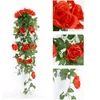 Dekorativa blommor Wildflower Födelsedag Artificial Rose Flower Rattan Green Leaf Vine Garland Home Decor Thanksgiving Decorations Bundle