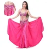 Palco desgaste conjunto de 3 peças de roupas de dança do ventre (cinto de sutiã e saia) mulheres sexy Índia