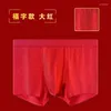 Unterhosen Männer Chinesischen Stil Rote Unterwäsche Modal Mid-taille Boxershorts Atmungsaktive Sexy Slips Höschen männer Hochzeit Dessous