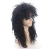 Catsuit Costumes 40cm Men Heavy Metal Long Synthetic Hair Extension Wigs Punk Puffy for Halloween Cosplay Glasses Props + Wig Cap