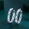 Hoop Earrings CWWZircons Luxury Beautiful Multicolor Cubic Zirconia Chunky Statement Round Big For Women Party Wedding CZ672