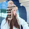 Cykelkappar Lady Hat Autumn Winter Warm Ear Windproof Ride Wooll Korean Jacquard Knit med tjock vintage