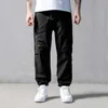 Pantaloni da uomo con tasca regolabile, pantaloni jogger solidi casual, orli con coulisse