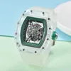 Casual Fashion Men's Watches Tonneau Type Metal Case Diamond Bezel Chronograph Silicone Strap Luminous Quartz Wristwatch