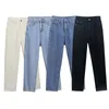 Jeans femininos primavera outono estiramento mulheres harajuku carga baggy azul preto branco streetwear cintura denim solto perna larga reta s