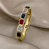 Bangle DODOHAO Trendy Big Rhinestone Stainless Steel Bangles Bracelets for Women Charm ChicTexture Colorful Crystal Bracelet Gift 231027