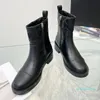 2023-inverno novas botas femininas famosas designer diamante treliça martin botas de couro genuíno cabeça redonda zíper lateral fundo plano