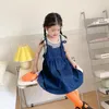 Clothing Sets Wholesale Kids Jeans Clothes Set Striped T Shirt Denim Dress Girls Children Princess Outfits Tracksuit