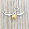 Andy Jewel Authentic 925 Sterling Silver Pendants Herry Poter Sterling Golden Snitch Slider Charm Passar European Bear Jewelry Style2676