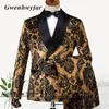 Herenpakken Gwenhwyfar Bruin Fluwelen Voor Heren 2023 Jaar Party Luxe Tuxedos Maatwerk Double Breasted Blazer Broek vest