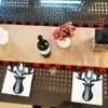 クリスマスの装飾4PCSエルク型ナイフフォークカトラリーバッグキッチン食器ホルダー2024年クリスマスパーティーディナーテーブル装飾231027