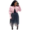 Kurtki damskie styl lady puffer przycięty 2023 jesień zima długie rękawie kieszenie na szyję bąbelkowe kurtki streetwearowe płaszcze