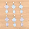 Pendant Necklaces Natural Opal Stone Square Water Drop Shape Dangle Charm Reiki Chakra Women Man Jewelry Gift Wholesale 5Pcs 10pcs TN3770