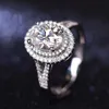 Vecalon Dichiarazione 100% vero argento sterling 925 anello di promessa ovale 5A zircone Cz anelli di fidanzamento fede nuziale per le donne Bridal285y