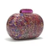Evening Bags Stylish Design Colorful Shell Acrylic Clutch Purse Women Marble Bag Luxury Elegant Lady Roud Cute Purple Handbag 231026