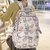 Torby szkolne Lady Cute Cow Print Nylon Laptop College Plecak Girl Waterproof Kawaii Cartoon Book Bag Women Travel School Torebka Moda