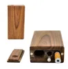 Newest Square Wood Dugout with Metal Digger One Hitter Smoking Accessories Metal Tips Cigarette filters pipe Container Hookahs Bongs