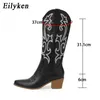 Bottes Eilyken concepteur genou-bottes femmes bout pointu mode à la main broderie Western Cowboy chaussons haut talon femme chaussures 231026