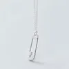 Hängen MloveAcc Delicate 925 Sterling Silver Drop Charm Dainty Paper Clip Small CZ Stone Necklace Safety Pin for Women Girls