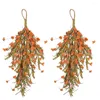 Decorative Flowers 2Pcs Thanksgiving Day Artificial Wreath Handmade Simulated Grain Ears Decoration Light Weight Warm Atmosphere Home Decor