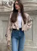 Kurtki damskie Traf 2023 Doman's Cropped Trench Lapel Kolejki Płaszcz Lady High Street Casual Loose Coats Top Female Spring Streetwear T231027