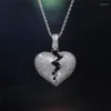 Pendant Necklaces CAOSHI Luxury Paved Full Cubic Zirconia Necklace Broken Heart Mood Jewelry For Women Emotional Accessories Selling