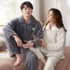 Mäns sömnkläder flanellpar's Cardigan Winter Warm 2023 mode kvinnor och män som matchar korallfleece pyjamas set pijamas pyjamas