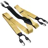Set di cravatte Hi-Tie Jacquard in seta intrecciata da uomo in oro con bretelle e papillon Set di gemelli Hanky per uomo Gallus elastici regolabili per uomo 231027