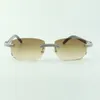 المصمم Double Row Diamond Puffs Sunglasses 3524026 مع Black Buffalo Horn Legs نظارات المبيعات المباشرة الحجم: 56-18-140 مم