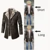 Men S Leather Faux Winter Warm Fleece Jacket Fashion Business Casual Middle and Long Suit Collar Windbreaker PU Coats 231027