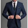 Costumes pour hommes Slim Fit Business Men 3 pièces Bleu marine Mariage Tuxedo pour garçons d'honneur Ensemble de mode masculine Veste Gilet avec pantalon 2023