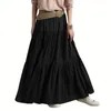 Spódnice elastyczne pasa talii A-line stały kolor maxi spódnica kobiety jesienne ruffle plisowane swobodne luźne luźne
