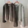 Kvinnors päls koreansk stil chic o nack faux varm jacka dam höst vinter tjock fuzzy kort outkläder