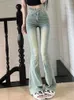 Jeans pour femmes Femmes Classique Mode Skinny Design élégant Boot Cut All-Match Streetwear Ulzzang Charmant Do Old Leisure Étudiants à la mode