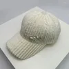 Ball Caps Women Cotton Curved Brim Hat Fashion Snapback Versatile Corduroy Korean Warm Autumn Winter Styles Leisure Rhinestone