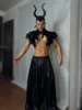 Scen Wear Gogo Dance Clothing för Male Halloween Costume Feather Shawl Headwear Leather Kjol DJ Outfit Party Rave Clothes VDB7563