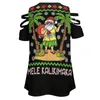 Mulheres camisetas Mele Kalikamaka Havaiano Natal em julho Havaí Santa Presente Mulheres Zipper Sexy Impresso Vintage Tops Full Print T-shirt