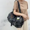 Novas bolsas femininas vintage denim grande zíper bolsa de ombro personalizado tecido adesivo crossbody saco de viagem de grande capacidade