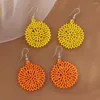 Boucles d'oreilles pendantes ethniques pour femmes, accessoires de bijoux bohémien, perles de rocaille colorées faites à la main, goutte ronde, style Boho, 2023