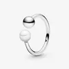 ハイポリッシング100％925スターリングシルバーオープンウェディングリング女性用淡水培養真珠婚約指輪ファッションジュエル240x