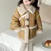 Jackets Girls Jacket Leather Fleece Kids Coats Children Outerwear Autumn Winter 23-A110