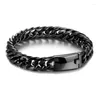 Link pulseiras moda vintage preto cor de ouro metal para homens punk jóias masculino corrente hip hop pulseira pai namorado presente aniversário