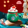 Tazze Simpatico Babbo Natale Tazza in ceramica Borsa creativa Fu Mug Net Rosso Cartoon Acqua con coperchio Coppia maschile e femminile