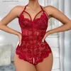 Ensemble sexy Lingerie sexy femmes vêtements de nuit ouvert Croth body Teddy dentelle transparente Lingerie profonde V soutien-gorge ouvert Lenceria Porno ensemble de sous-vêtements T231027