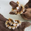 Europa und die Vereinigten Staaten grenzüberschreitende neue Edelstahl-Ohrringe in C-Form mit geschnittenem Zirkon, vergoldet mit 18 Karat Gold