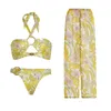 Dames Badmode Badpak Set Vrouw 3-delig Bikini 2023 Badpak Dames Geel Opdrukken Vrouwelijke bikini's Zomer Strandkleding Dames