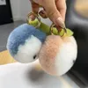 Keychains Real Rex Fur Apple Keyring Fluffy Ball Pompom Bag Charm 핸드백 모피 펜던트 선물