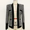 Kurtki damskie High Street Baroque Designer Jacket Damskie kołnierz szal Shimmer Houndstooth Tweed Jacket 231026