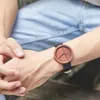 腕時計自然の木製の女性女性カップル木製の腕時計オレンジシリコンストラップ男性女性