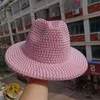 Breda randen hattar hink rosa pärla fedora hatt panama mens jazz party scen prestanda kvinnor 231027